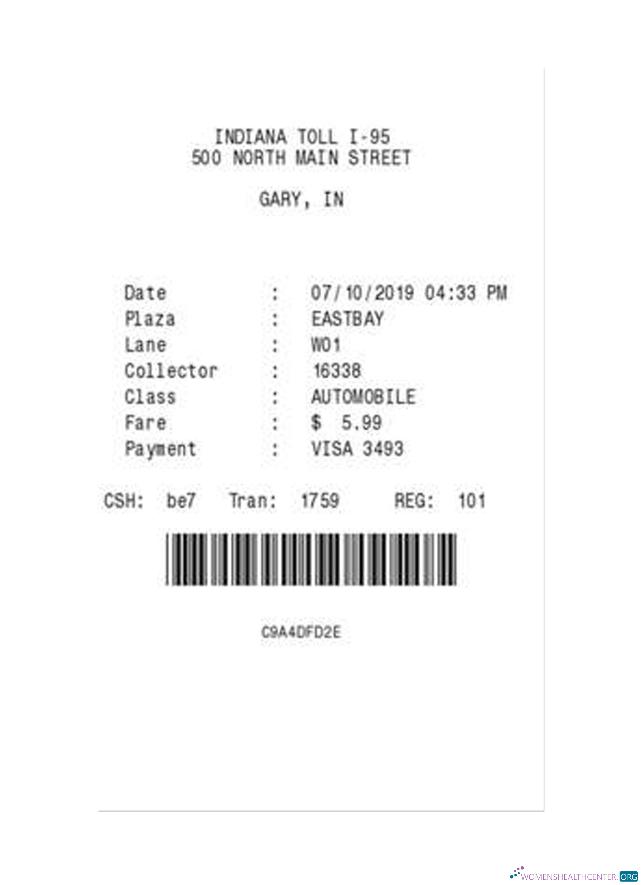 Download INDIANA TOLL payment check Photoshop template